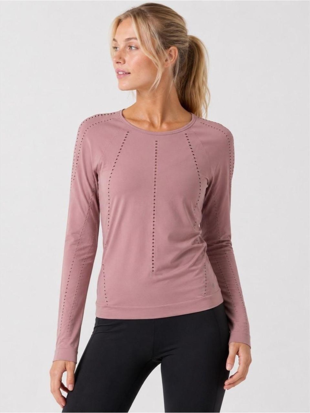 EUC Athleta Large Pink Momentum Seamless Long Sleeve Tee